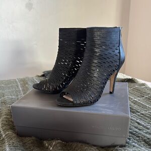 Vince Camuto Black Peep-Toe Ankle Boots